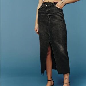 Women's Black Denim Maxi Skirt